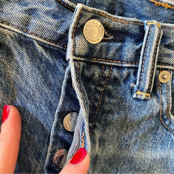 Everlane Boyfriend Jeans Womens Size 26 XS High Rise Tapered Blue Distressed - Picture 5 of 11
